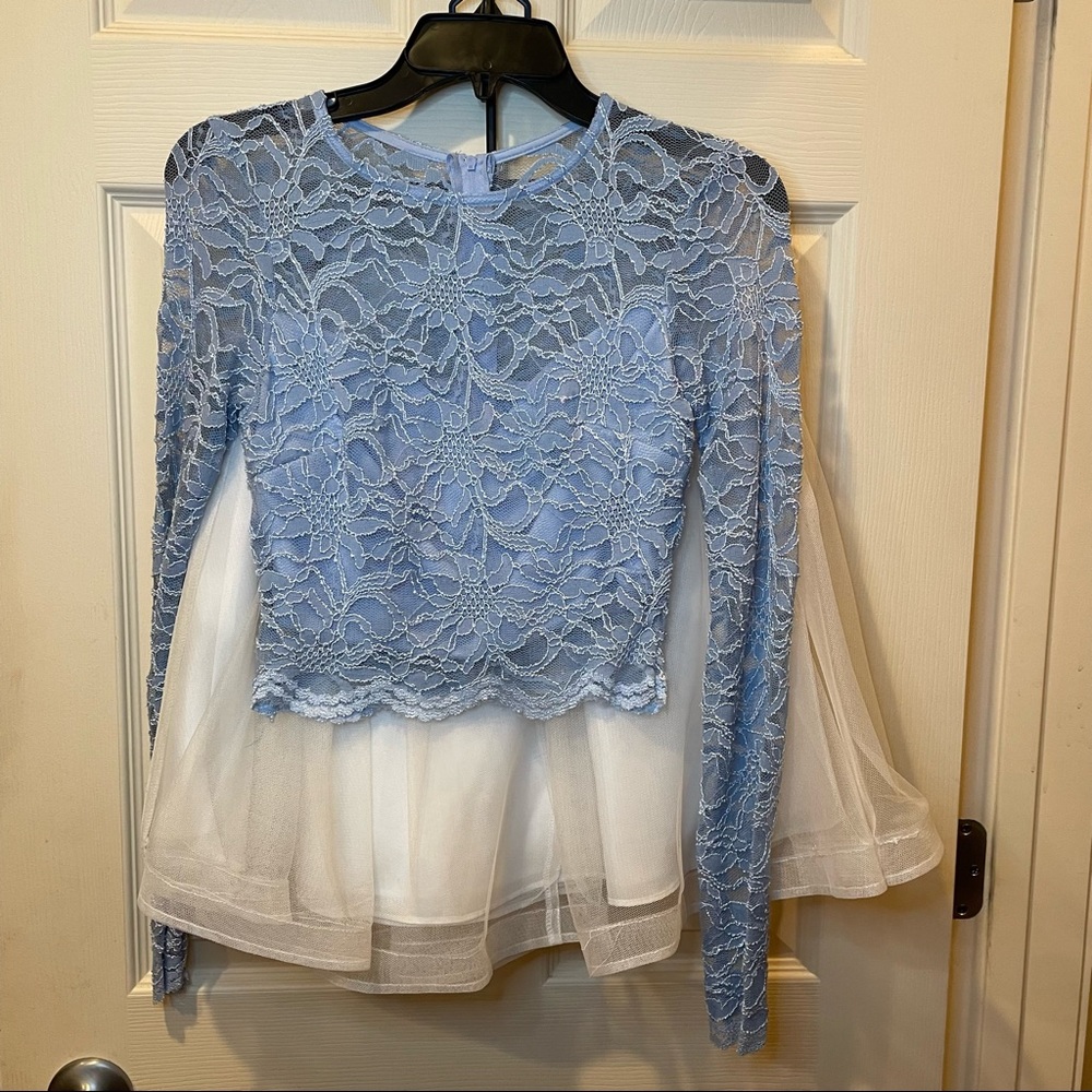 Blue and White Prom Dress Two Piece Set